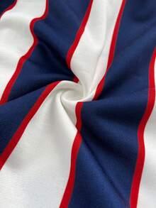 Maweii Autumn/Winter Colorblock Striped Numeric Print Casual Streetwear Pullover Sweatshirt, Loose Fit Plus Size For Young Women