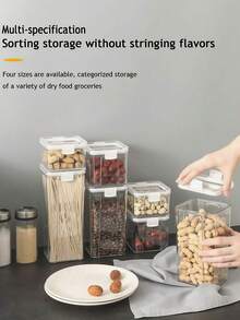 Hộp đựng thực phẩm bằng nhựa cho tủ lạnh nhà bếp, hộp đựng mì, thùng chứa nhiều loại ngũ cốc, hộp kín trong suốt, hộp đựng trà thảo mộc bằng nhựa, hộp đựng thực phẩm trong suốt - Trong sáng - Xem 7