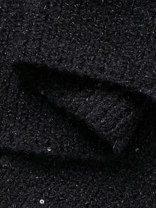 Dazy-Less 女士优雅开襟羊毛衫，休闲商务风，收腰设计，适合秋冬季节穿着，亮片装饰 - 黑色 - 查看 3