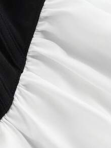 SHEIN MOD Women's Elegant Black&White Cold Shoulder Blouse, Minimalist Fashion,Casual Everyday Wear,New Years,Street Wear,Office,Long Sleeve Blouse,New Years,Elegant Top,Goth,Going Out Top, Party Top - Black and White - View 4