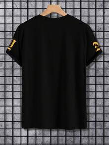 Manfinity EMRG Áo thun nam cổ tròn tay ngắn dáng rộng in chữ thường ngày, mùa hè - màu đen - Xem 3