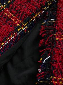 Ellevyn 优雅红色圣诞外套 女士优雅百搭经典圣诞新年红色格子大衣背心，秋冬经典百搭带衬里外套 情人节优雅保暖：红色格子背心