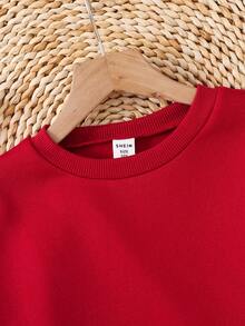 Emery Rose Kids 女童拼色长袖连衣裙，红色连衣裙，红色运动衫，圣诞连衣裙，适合日常、派对、学校穿着