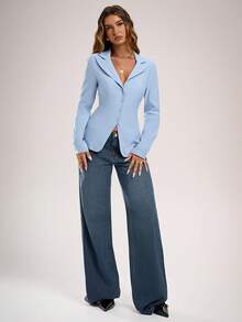 SHEIN Forever 21 Xuân & Hè Ngày lễ tình nhân/Thanh lịch/Thường ngày/Cổ điển/Lễ hội/Hòa nhạc đồng quê/Bữa sáng muộn/Tiệc về quê/Lễ Phục sinh/Khách/Tiệc trà/Cơ bản/Hòa nhạc/Tiệc vũ hội/Đám cưới/Lễ hội Rave/Trang trọng/Phong cách phương Tây/Cocktail/Câu lạc bộ/Mùa xuân/Sinh nhật/Dễ thương/Sang trọng/Đi chơi/Kỳ nghỉ/Văn phòng/Sân bay/Phong cách những năm 2000/Thời trang đường phố/Áo cánh tay dài - Màu xanh lam - Xem 7