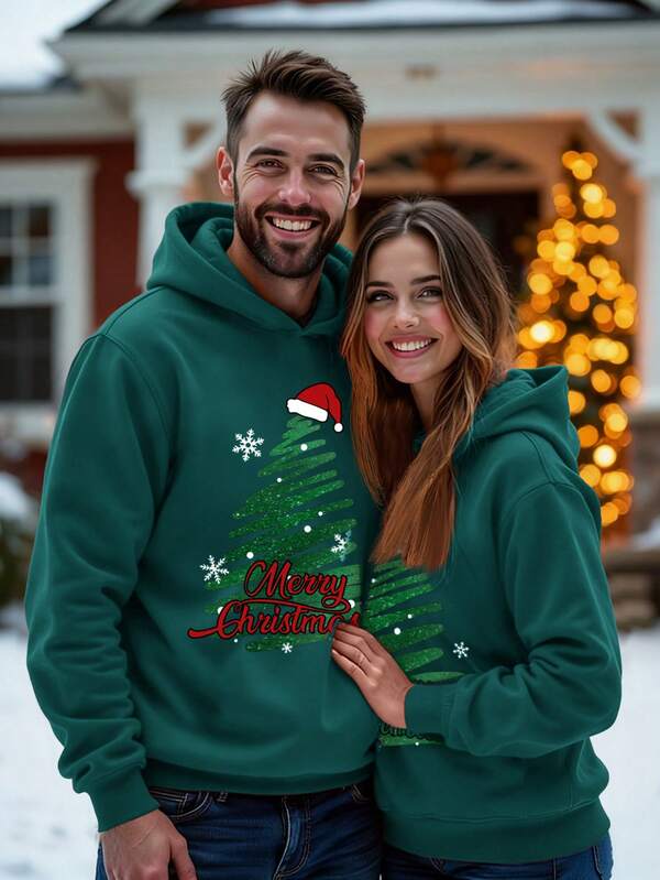 Manfinity RelaxMax Sudadera con capucha ajustada para hombres, forrada térmica, verde oliva, Navidad