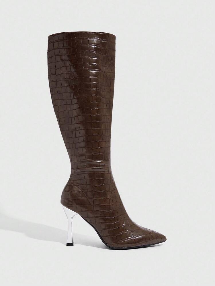 Women's Versatile Comfortable High Quality European And American Style High Heel Knee-High Boots