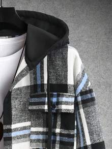 Manfinity Homme 男士格子连帽休闲法兰绒外套，适合日常休闲、周末旅行、户外活动、探险旅行、轻松的工作环境或半正式场合，也是送给男友/丈夫、周年纪念日的理想礼物，秋冬季必备。 - 藍色 - 查看 6