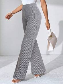 Ellevyn Quần dệt kim co giãn họa tiết kẻ caro thanh lịch mùa hè dành cho nữ, phù hợp với nhiều dịp khác nhau, thích hợp cho kỳ nghỉ hè, du lịch thanh lịch và đi làm hàng ngày - màu đen - Xem 2