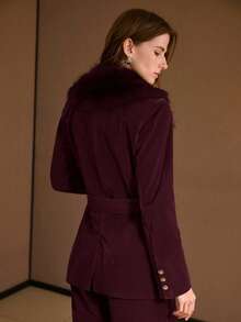 MOTF PREMIUM ABRIGO DE SOLAPA DESMONTABLE DE PELUCHE DE UNA HILERA - Burdeos - Ver 3