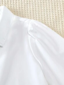 Elladie kids 2pcs Tween Girls Denim Outfit - Denim Vest And Long Sleeve White Shirt Dress - Multicolor - View 5