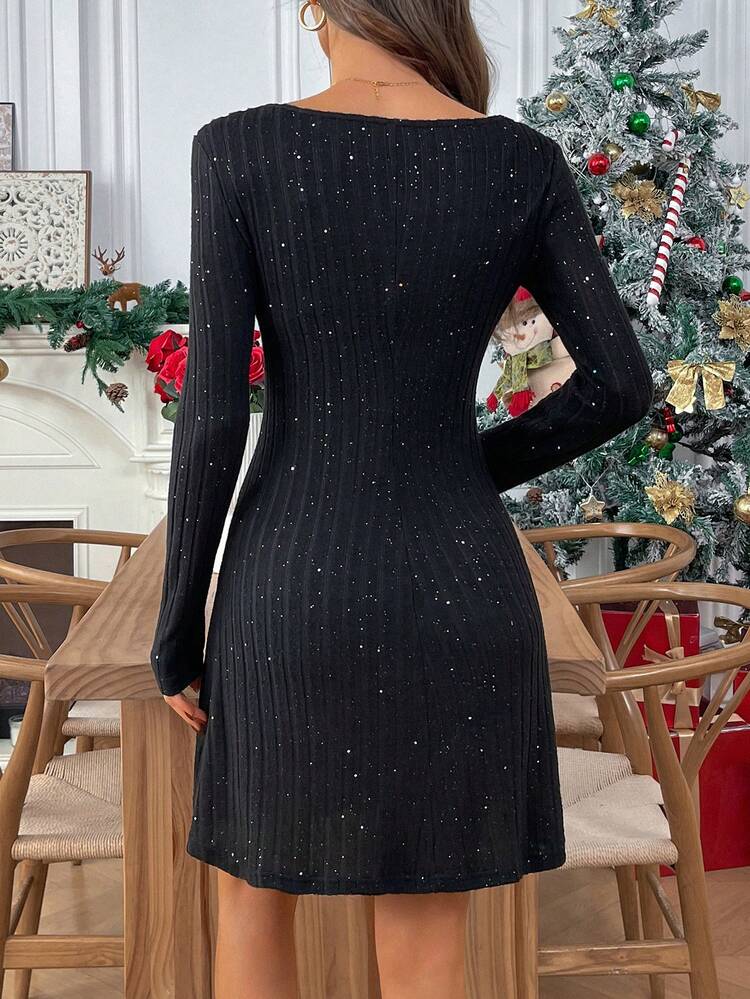 Women's Elegant Fleece Ribbed Party Dress, Autumn/Winter Black Glitter Dress Black Sparkle Dress Long Sleeve Elegant Dress Black Sequin Dress Winter Dress Winter Dress Women Women Dresses Autumn Winter Christmas Party Dress New Year Dress Elegant Dresses For Women Sequin Dress Black Dress Fall Dresses For Women,Dresses For Women Elegant,New Year Dress ,Elegant Party Dresses,Dresses For Women Elegant New Year Dress