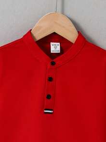 Ein bequemes einfarbiges langärmeliges Poloshirt für kleine Jungen, geeignet für Lässig Bekleidung, passend für Frühling und Sommer, sehr geeignet für Outdoor, Schule, Straßenmode, Partys und Lässig Bekleidung, mit hoher Kosten-Nutzen-Effizienz