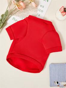 PETSIN 1 件多功能红色休闲时尚印花圆领运动衫，适合宠物狗/猫 - 紅色 - 查看 3