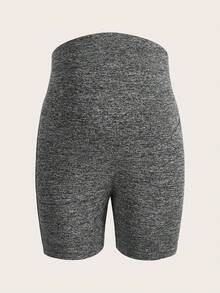 SHEIN 2pcs/Set Maternity Knitted Short Tight-Fitting Maternity Leggings Shorts - Multicolor - View 4