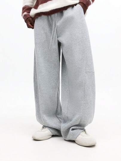  SUMWON 宽松阔腿运动裤，休闲舒适，抽绳腰带，宽松版型，纯色