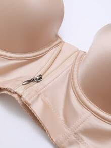 1 pieza Sujetador con aros para mujer, casual y cómodo, levanta y separa, cierre con cremallera delantera