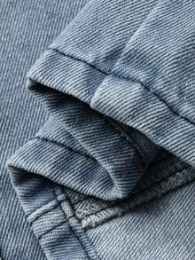 DAZY Women's Casual Collared Crop Top And Loose Fit Jeans Set