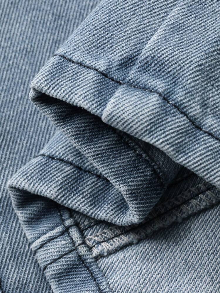 Women's Casual Collared Crop Top And Loose Fit Jeans Set