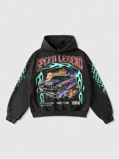 Street Life Herren Vintage Kurz-Hoodie in verwaschenem Look, Streetwear Stil