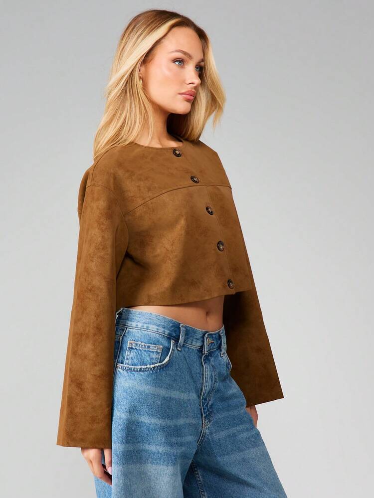 MISSGUIDED Giacca  corta con bottoni, maniche lunghe, abbigliamento esterno per l'autunno e l'inverno