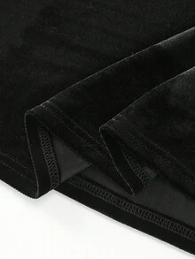 SHEIN Tall CURVE Falda de ante con cinturón en línea A para mujer talla grande, minimalista, adecuada para citas y uso diario, otoño/invierno - Negro - Ver 7