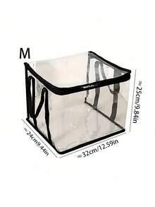 1/3个装大容量透明PVC收纳袋，防水可折叠拉链手提整理袋，带提手，适用于学校、大学宿舍、办公室用品、家居收纳、旅行打包、衣柜收纳等。