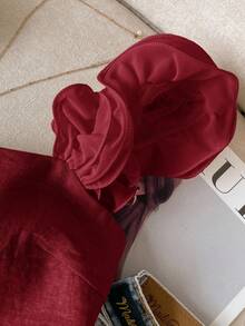 SHEIN Frenchy Solid Color Ruffle Tie Front Elegant Fashion Summer Camisole Christmas New Year Red,Red Tops For Women Valentine's Day