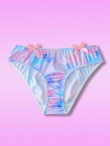 少女扎染印花蝴蝶结装饰内裤和内衣 - 彩色 - 查看 1