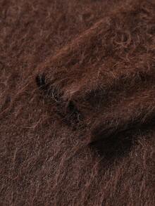 Manfinity EMRG Men's Casual Cross Pattern Crew Neck Fleece Knit Sweater, Autumn/Winter, Long Sleeve Top - Coffee Brown - View 6