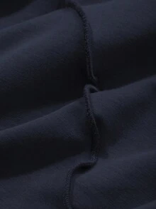 FRIFUL Women's Loose Cropped Sweatshirt With Ruffle Hem, Grey, Spring - Navy Blue - View 7