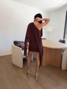 Abrilcols 船领袖迷你连衣裙度假夏季垂坠休闲波西米亚风优雅假日可爱性感度假伊比沙岛音乐节狂欢音乐会秋季婚礼嘉宾、优雅、生日、夜间外出、约会之夜万圣节派对秋季 - 棕色 - 查看 2