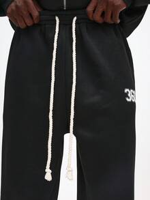 SUMWON Loose Fit Jersey Jogger Pants With Drawstring Waist And Elastic Ankle Cuffs For Casual Comfort Plain - Black - View 6