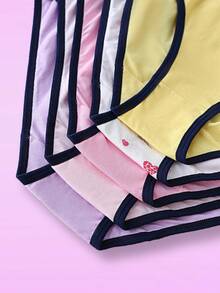 5pcs/Pack Cute Heart Print Soft & Skin-Friendly Colorful Girls' Panties - Multicolor - View 6