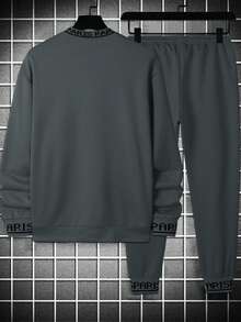 Manfinity Homme Bộ 2 món áo thun cổ tròn tay dài in họa tiết đơn giản dành cho nam - Xám - Xem 2