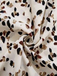 Editum 夏季优雅女式抽象随机印花荷叶边领无袖日常休闲优雅衬衫，适合各种场合，通勤衬衫 - 彩色 - 查看 8