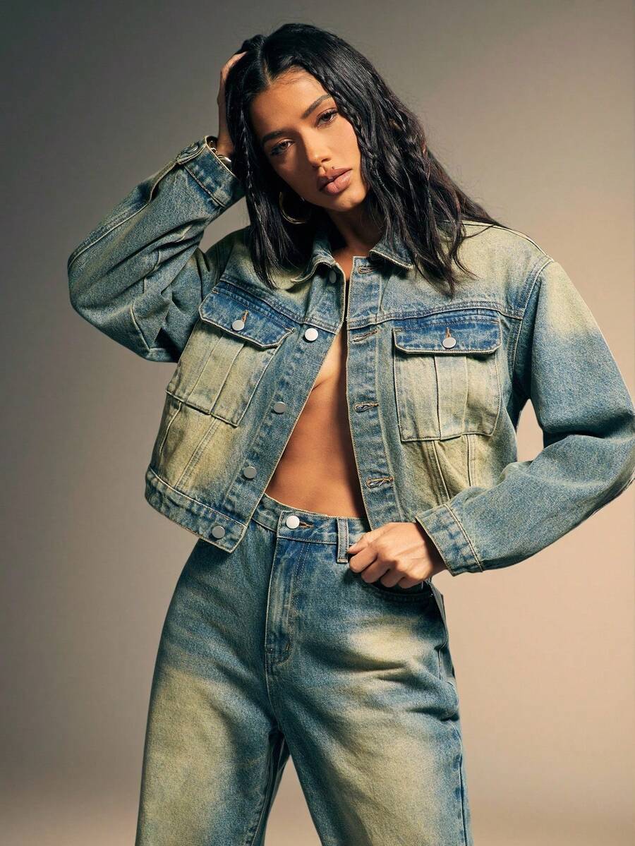 Denimoi 高级牛仔布对比缝线牛仔夹克 - 中等水洗藍 - 查看 1