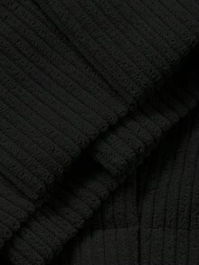 FRIFUL Pantalon à taille élastique en velours côtelé, ample avec ourlet évasé pour chevilles pour femmes - Noir - Voir 6