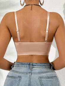 1 pieza Sujetador con aros para mujer, casual y cómodo, levanta y separa, cierre con cremallera delantera