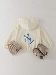 THE HAPPY LOOK Young Girl Geometric Pattern Beige Oversized Sweatshirt, Basic Casual Style - Apricot - View 2