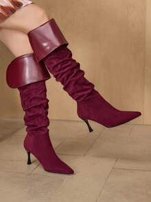 MOTF WOMEN'S FASHIONABLE POINTED TOE SLIM HIGH HEEL OVER-THE-KNEE BOOTS