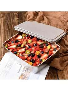 Stainless Steel Square Flat Tray With Lid, For Tiramisu, Baking And Serving Dishes - Multicolor - View 11