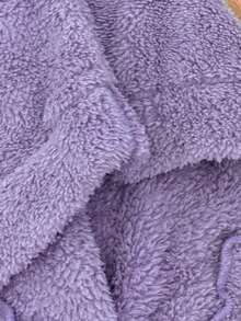 2 件套幼儿和青少年女孩双面羊毛圆领运动衫和运动裤，女孩休闲秋冬装 - 紫色 - 查看 7