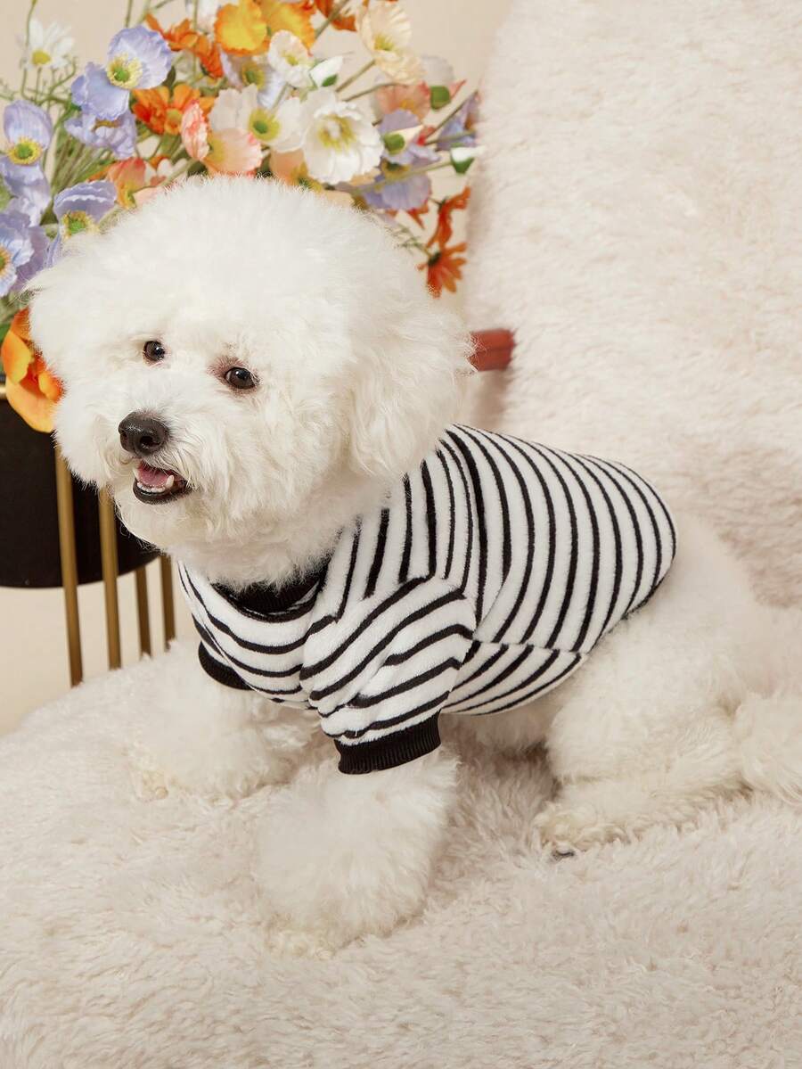 PETSIN 秋冬休闲条纹保暖宠物卫衣 - 彩色 - 查看 1