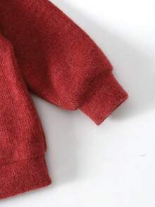 SHEIN Baby Boys' V-Neck 2 In 1 Knitted Sweater, High Collar Knit Pullover For Autumn/Winter - Red - View 6