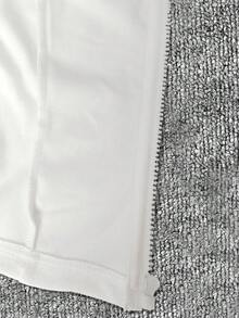 Glimmora 女式马匹印花羊毛夹克，休闲街头风格拉链修身长袖外套，秋季 - 白色 - 查看 6