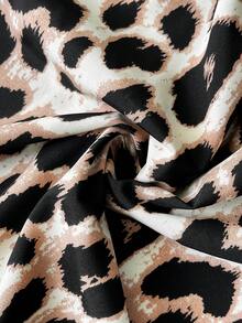 SHEIN 孕妇休闲豹纹拼布哺乳连衣裙，秋季 - 黑色 - 查看 6