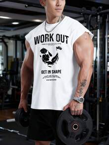 Manfinity Sport PWRUP T-shirt de sport sans manches minimaliste imprimé pour hommes