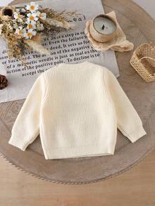 Cute Beige Baby Girl Turkey Design Pullover Sweater,Autumn Matching Family Knitwear,Toddler Long Sleeve Solid Color Knitted Jumper Fall Winter Clothes - Apricot - View 2