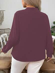 SHEIN Clasi Áo cánh thanh lịch thêu hoa 3D đính đá màu đen cỡ lớn cho nữ - Bụi tím - Xem 2