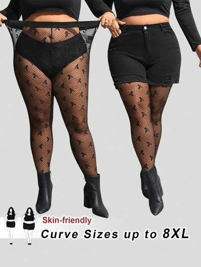 SHEIN CURVE+ Christmas Plus Size Solid Color High Waist Simple Fitted Leggings, Casual Everyday Wear